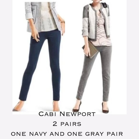 Cabi Newport Stretch Skinny Pants Size 8 #814 (lot of 2, one Navy and one Gray) - Picture 1 of 12